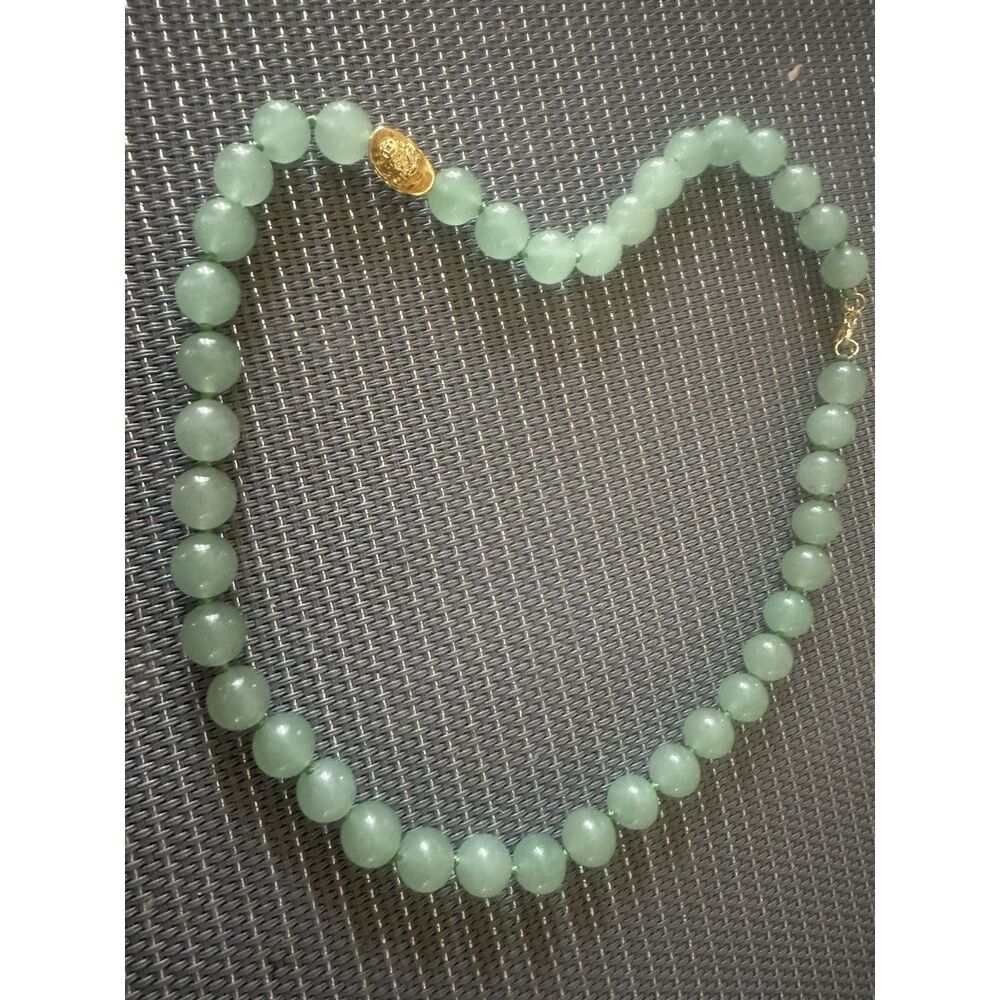 Green Aventurine 9-11 Mm Beaded Necklace With Charm 350 Cttw Goldstone